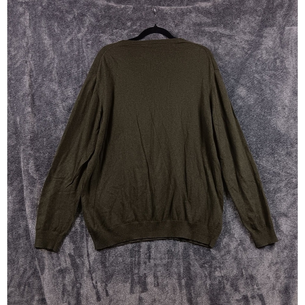 Charles Tyrwhitt Men's XL V-Neck Sweater 95% Cotton 5% Cashmere Olive Green - Picture 2 of 6